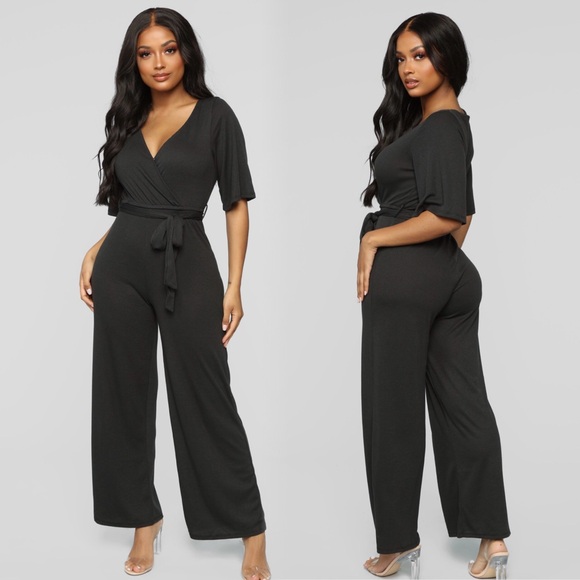 Pants - Wide leg stretchy classy chic jumpsuit